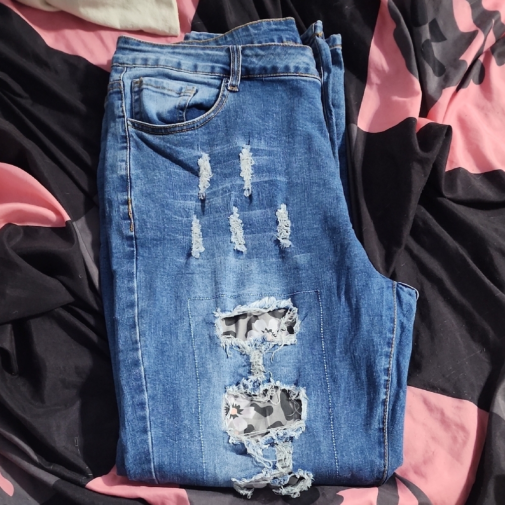 Distressed Blue Jeans